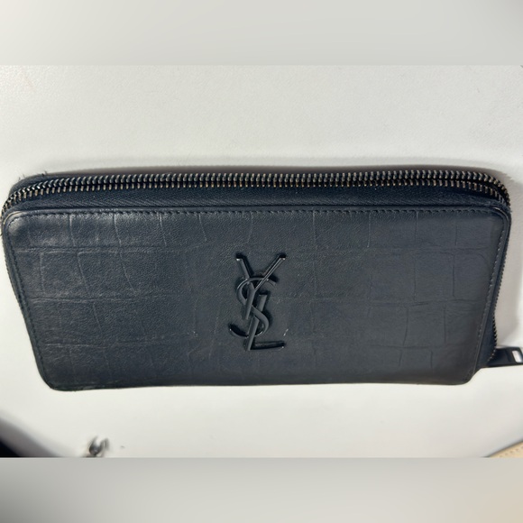 Yves Saint Laurent Embossed Leather Zip Around Wallet - Picture 5 of 10